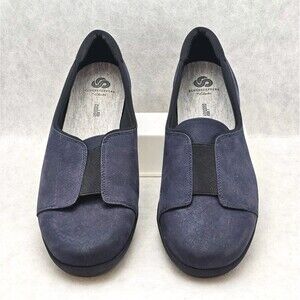 Clarks Cloudsteppers Cushion Ayla Band Navy Slip On Flats Women's Size 12 Shoes